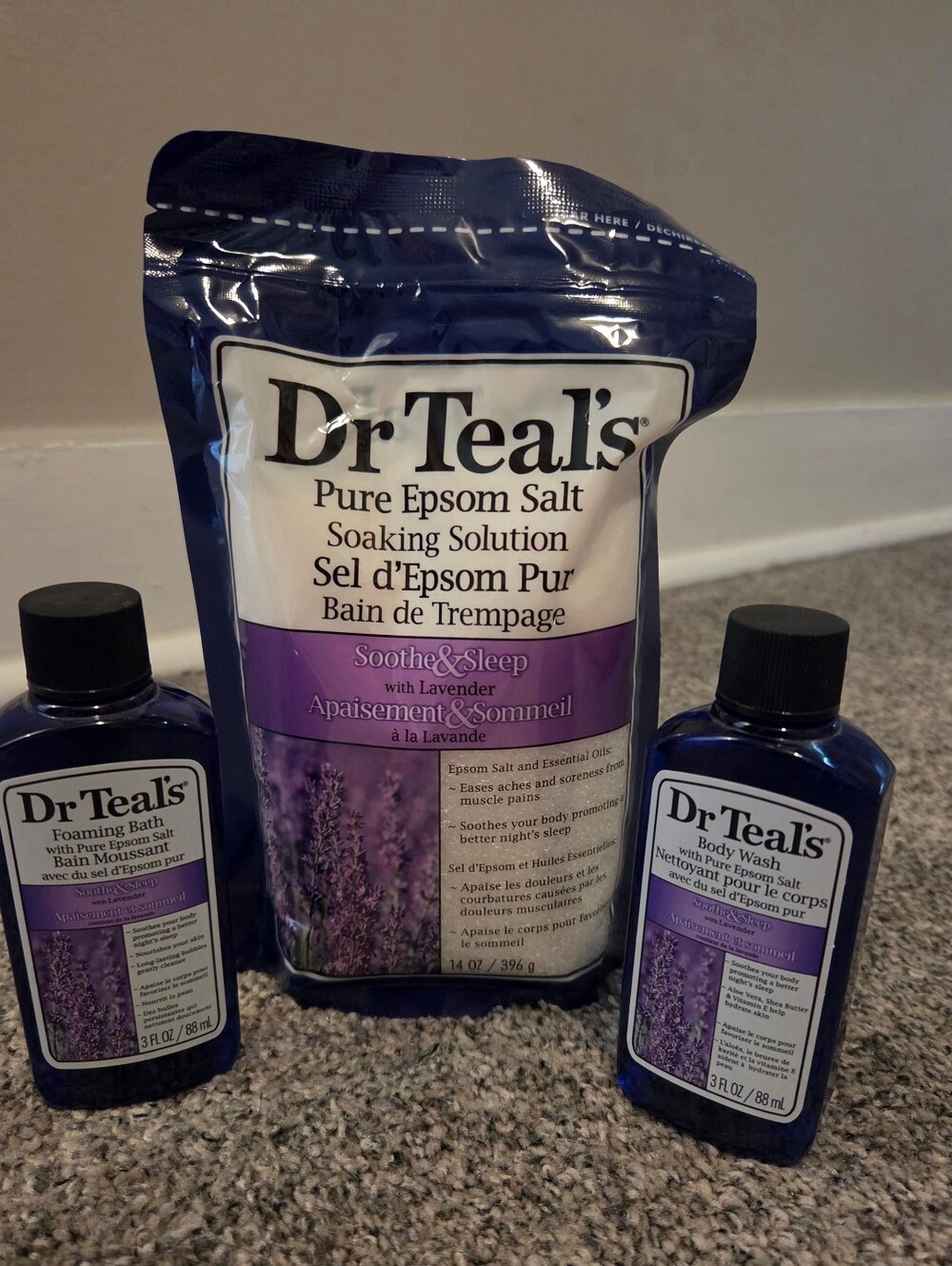 Soothe & Sleep Lavender Epsom Sals, Body Wash & Foam Bath